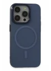 Mey İthalat®   iPhone 15 Pro Max Kılıf Anka PC Magneticsafe Sert Metal Kapak - Lacivert