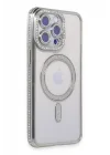 Mey İthalat®   iPhone 15 Pro Max Kılıf Joke Simli Magneticsafe Kılıf - Gümüş