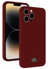 Mey İthalat®   iPhone 15 Pro Max Kılıf Kelvin Kartvizitli Silikon - Bordo