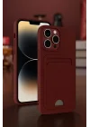 Mey İthalat®   iPhone 15 Pro Max Kılıf Kelvin Kartvizitli Silikon - Bordo