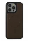 Mey İthalat®  iPhone 15 Pro Max Kılıf Ozzi Magsafe Deri Kapak - Natural Grey