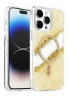 Mey İthalat®   iPhone 15 Pro Max Lotus Simli Magsafe Kapak - Gümüş