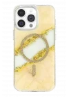 Mey İthalat®   iPhone 15 Pro Max Lotus Simli Magsafe Kapak - Gümüş