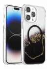 Mey İthalat®   iPhone 15 Pro Max Lotus Simli Magsafe Kapak - Siyah