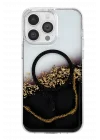 Mey İthalat®   iPhone 15 Pro Max Lotus Simli Magsafe Kapak - Siyah