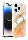 Mey İthalat®   iPhone 15 Pro Max Lotus Simli Magsafe Kapak - Turuncu