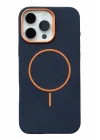 Mey İthalat®   iPhone 15 Pro Max Luno Deri Magsafe Kapak - Mavi