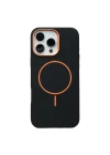 Mey İthalat®   iPhone 15 Pro Max Luno Deri Magsafe Kapak - Siyah