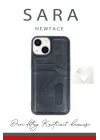 Mey İthalat®   iPhone 15 Sara Kartvizitli Deri Kılıf - Taba