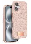 Mey İthalat®   iPhone 16 Bright Simli Kapak - Pembe
