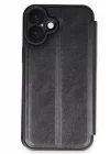 Mey İthalat®   iPhone 16 Kılıf Flip Cover - Siyah