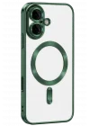Mey İthalat®   iPhone 16 Kılıf Kross Magneticsafe Kapak - Koyu Yeşil