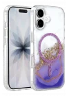 Mey İthalat®   iPhone 16 Lotus Simli Magsafe Kapak - Mor