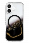 Mey İthalat®   iPhone 16 Lotus Simli Magsafe Kapak - Siyah