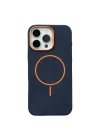 Mey İthalat®   iPhone 16 Pro Luno Deri Magsafe Kapak - Mavi