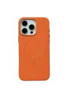 Mey İthalat®   iPhone 16 Pro Luno Deri Magsafe Kapak - Turuncu