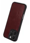 Mey İthalat®   iPhone 16 Pro Max Kılıf Aras Deri Kapak - Bordo