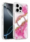 Mey İthalat®   iPhone 16 Pro Max Lotus Simli Magsafe Kapak - Pembe