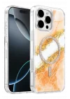 Mey İthalat®   iPhone 16 Pro Max Lotus Simli Magsafe Kapak - Turuncu