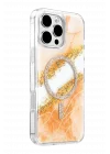 Mey İthalat®   iPhone 16 Pro Max Lotus Simli Magsafe Kapak - Turuncu
