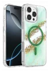 Mey İthalat®   iPhone 16 Pro Max Lotus Simli Magsafe Kapak - Yeşil