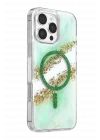 Mey İthalat®   iPhone 16 Pro Max Lotus Simli Magsafe Kapak - Yeşil
