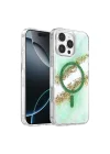 Mey İthalat®   iPhone 16 Pro Max Lotus Simli Magsafe Kapak - Yeşil