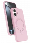 Mey İthalat®   iPhone 16 Regal Magsafe Standlı Kapak - Açık Pembe
