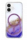 Mey İthalat®   iPhone 17 Lotus Simli Magsafe Kapak - Mor