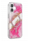 Mey İthalat®   iPhone 17 Lotus Simli Magsafe Kapak - Pembe