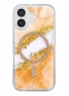 Mey İthalat®   iPhone 17 Lotus Simli Magsafe Kapak - Turuncu