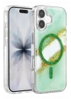 Mey İthalat®   iPhone 17 Lotus Simli Magsafe Kapak - Yeşil