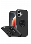 Mey İthalat®   iPhone 17 Montreal Yüzüklü Silikon Kapak - Siyah