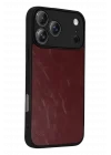 Mey İthalat®   iPhone 17 Pro Aras Deri Kapak - Bordo