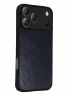 Mey İthalat®   iPhone 17 Pro Aras Deri Kapak - Lacivert
