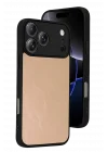 Mey İthalat®   iPhone 17 Pro Aras Deri Kapak - Pudra