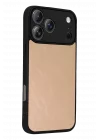 Mey İthalat®   iPhone 17 Pro Aras Deri Kapak - Pudra