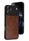 Mey İthalat®   iPhone 17 Pro Aras Deri Kapak - Taba