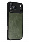 Mey İthalat®   iPhone 17 Pro Aras Deri Kapak - Yeşil