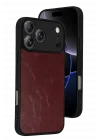 Mey İthalat®   iPhone 17 Pro Max Aras Deri Kapak - Bordo