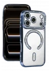 Mey İthalat®   iPhone 17 Pro Max Joke Simli Magneticsafe Kılıf - Mavi