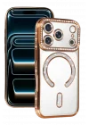 Mey İthalat®   iPhone 17 Pro Max Joke Simli Magneticsafe Kılıf - Turuncu