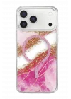 Mey İthalat®   iPhone 17 Pro Max Lotus Simli Magsafe Kapak - Pembe