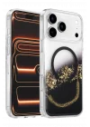 Mey İthalat®   iPhone 17 Pro Max Lotus Simli Magsafe Kapak - Siyah