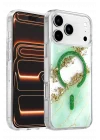Mey İthalat®   iPhone 17 Pro Max Lotus Simli Magsafe Kapak - Yeşil