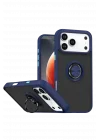 Mey İthalat®   iPhone 17 Pro Max Montreal Yüzüklü Silikon Kapak - Lacivert