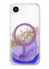 Mey İthalat®   iPhone 17E Lotus Simli Magsafe Kapak - Mor