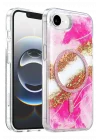 Mey İthalat®   iPhone 17E Lotus Simli Magsafe Kapak - Pembe
