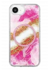 Mey İthalat®   iPhone 17E Lotus Simli Magsafe Kapak - Pembe