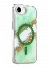 Mey İthalat®   iPhone 17E Lotus Simli Magsafe Kapak - Yeşil